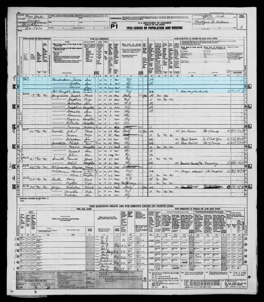 1950 census. Carlton Hendrickson household, continued.