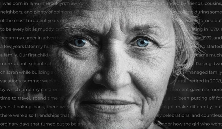 woman's face with story behind her